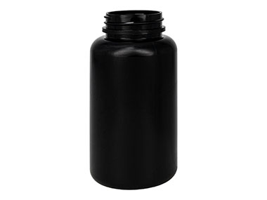 250 cc, 45/400 Finish, Black, Bottles, HDPE, Round Packer
