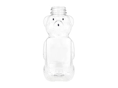 24 oz., 38/400 Finish, Clear, Bottles, PET, Honey Bear Style, Label Panels