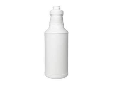 32 oz., 28/400 Finish, White, Bottles, HDPE, Carafe Style Round, Ringed Neck, Label Panel
