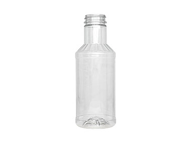 16 oz., 38/400 Finish, Clear, Bottles, PET, Round Sauce Style, Fluted Shoulder, Label Panel
