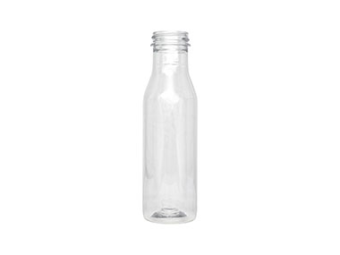10 oz., 38/400 Finish, Clear, Bottles, PET, Sauce Style Round, Label Panel
