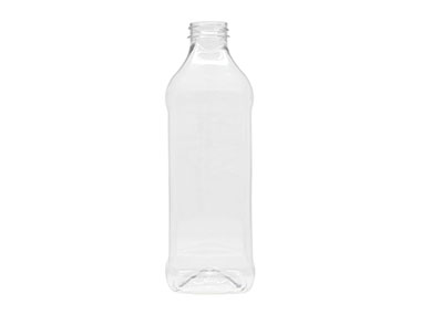 1 Liter, 38/400 Finish, Clear, Bottles, PET, Square, Olive Oil Style, Label Panel
