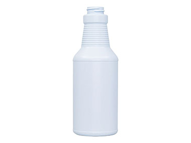 16 oz, 28/400 Finish, White/Blue, Bottles, HDPE, Carafe Style Round, Ringed Neck, Label Panel