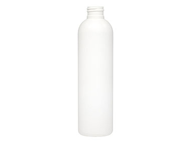 8 oz., 24/410 Finish, White, Bottles, HDPE, Bullet