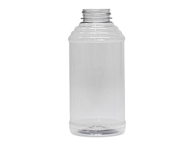 16 oz., 38/400 Finish, Clear, Bottles, PET, Honey Style Round, Ribbed Shoulder, Label Panel