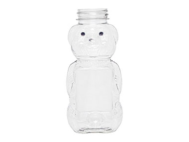 12 oz., 38/400 Finish, Clear, Bottles, PET, Honey Bear Style, Label Panels