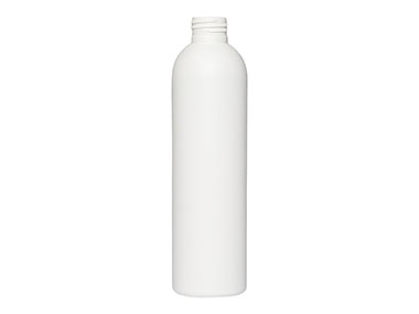 8 oz., 24/410 Finish, White, Bottles, HDPE, Bullet