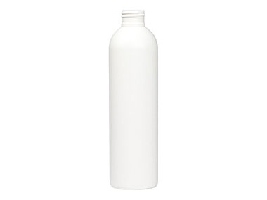 8 oz., 24/410 Finish, White, Bottles, HDPE, Bullet