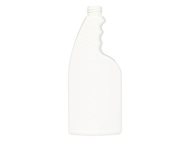 16 oz., 28mm Ratchet Finish, White, Bottles, HDPE, Trigger Oblong, Ribbed Neck, Pistol Grip