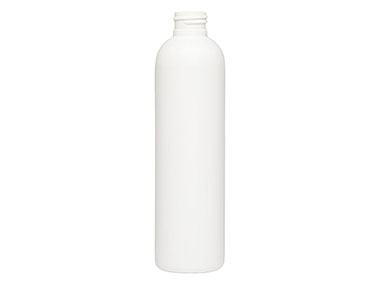 8 oz., 24/410 Finish, White, Bottles, HDPE, Bullet