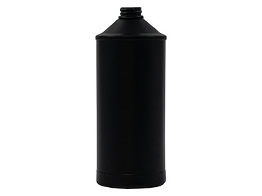 33 oz., 28/400 Finish, Black, Bottles, Hdpe, Automotive Round, Label Panel