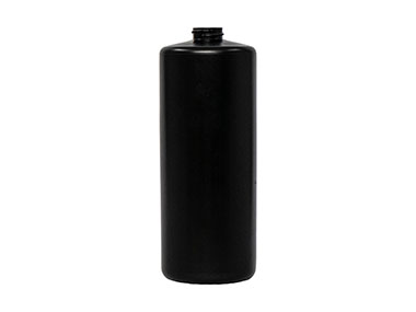32 oz., 28/400 Finish, Black, Bottles, HDPE, Cylinder Round, Label Panel