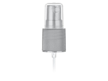 24/415 Finish, Silver, Sprayers, Fine Mist, Fine Ribbed, Clear Hood, 5 3/4" DT