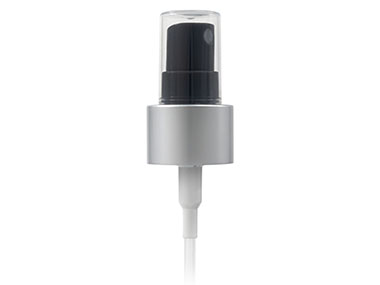 24/410 Finish, Br Alum/Gray, Sprayers, Fine Mist, Metal Shell, Clear Hood, 5 5/8" DT