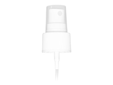 24/410 Finish, White, Sprayers, Fine Mist, Fine Ribbed, Clear Hood, 6" DT