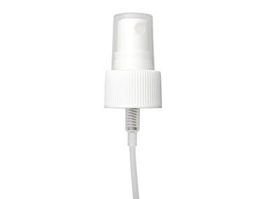 24/410 Finish, White, Sprayers, Fine Mist, Fine Ribbed, Clear Hood, 4 3/4" DT