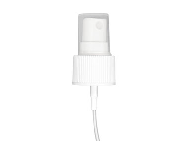 24/410 Finish, White, Sprayers, Fine Mist, Fine Ribbed, Clear Hood, 6 3/4" DT