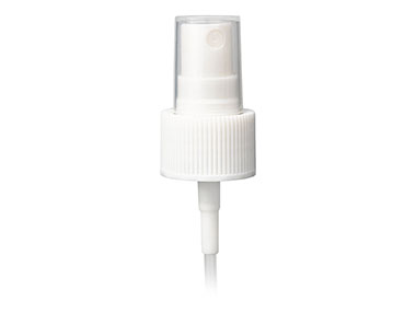 24/415 Finish, White, Sprayers, Fine Mist, Fine Ribbed, Clear Hood, 3 13/16" DT