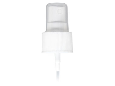 24/410 Finish, White, Sprayers, Fine Mist, Fine Ribbed, Clear Hood, 4 3/4" DT