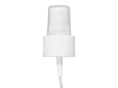 24/410 Finish, White, Sprayers, Fine Mist, Fine Ribbed, Clear Hood, 5" DT