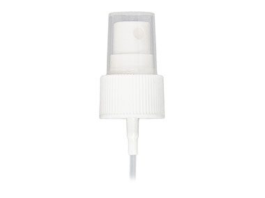 24/410 Finish, White, Sprayers, Fine Mist, Fine Ribbed, Clear Hood, 9 7/8" DT