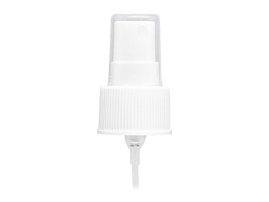 24/410 Finish, White, Sprayers, Fine Mist, Fine Ribbed, Clear Hood, 6 1/2" DT