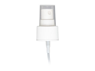 24/410 Finish, White, Sprayers, Fine Mist, Fine Ribbed, Clear Hood, 5 1/4" Dt