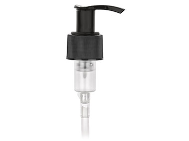 24/410 Finish, Black, Pumps, Lotion, Fine Ribbed, Lock Up, 2.5cc, 4  7/8" DT