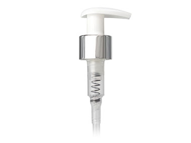 24/410 Finish, Silver/White, Pumps, Lotion, Metal Shell, Lock Up, 1.5cc, 4 9/16" DT