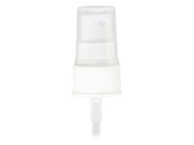 24/410 Finish, White, Sprayers, Regular Mist, Fine Ribbed, Clear Hood, 3 1/2" Dt