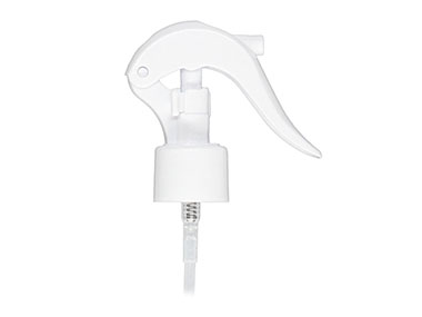 24/410 Finish, White, Sprayers, Mini Trigger, Fine Mist, Lock Button, 6 3/4" DT