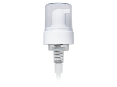 43mm Finish, White, Pumps, Foamer, Clear Hood, 5 3/8" DT