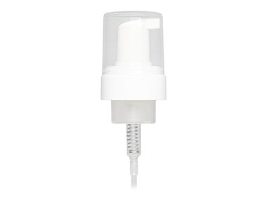 43mm Finish, White, Pumps, Foamer, Clear Hood, 4 1/4" DT