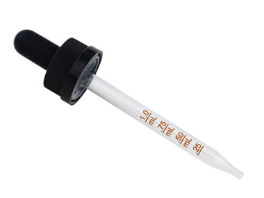 20/400 Finish, Black, Droppers, CRC, Fine Ribbed, 3 7/16" Glass Pipette