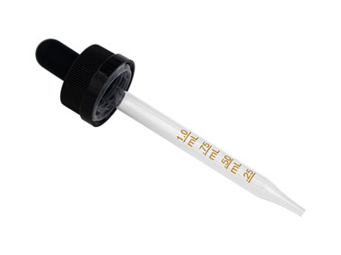 20/400 Finish, Black, Droppers, CRC, Fine Ribbed, 3 3/8" Glass Pipette