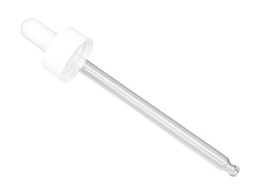 22/400 Finish, White, Droppers, Fine Ribbed, 4" Glass Pipette