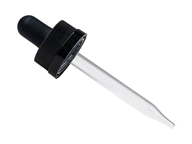 20/400 Finish, Black, Droppers, CRC, Fine Ribbed, 2 11/16" Glass Pipette