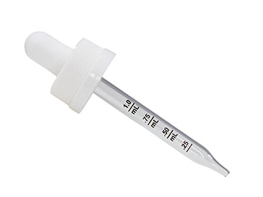 20/400 Finish, White, Droppers, CRC, Fine Ribbed, 2 11/16" Glass Pipette