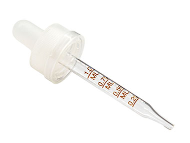 20/400 Finish, Natural, Droppers, Fine Ribbed, 2 1/2" Glass Pipette
