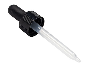 20/400 Finish, Black, Droppers, Ribbed, 3 14/16" Plastic Pipette