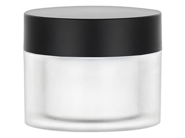 50 mL, 48mm Finish, Frosted/Matte Black, Sets, Jars/Caps, Acrylic, Round, White Inner Bowl