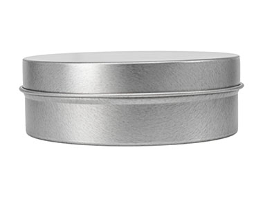 4 oz., Silver, Sets, Tins/Lids, Round, 3 1/8" Dia X 1" Tall
