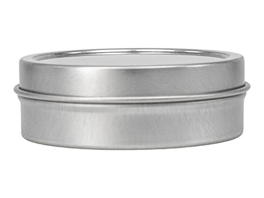2 oz., Silver, Sets, Tins/Lids, Round, 2 3/8" Dia X 7/8" Tall