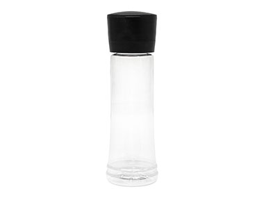 11 oz., 38mm Finish, Clear/Black, Sets, Bottles/Caps, PET, Spice Style Round