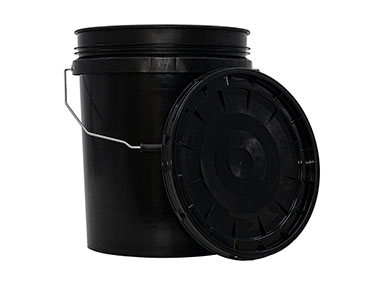 5 Gallon, 300mm Finish, Black, Buckets, PP, Round, Metal Handle