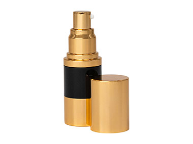 15 mL, 20mm Finish, Black/Gold, Sets, Bottles/Pumps, Other, Airless Cylinder Round