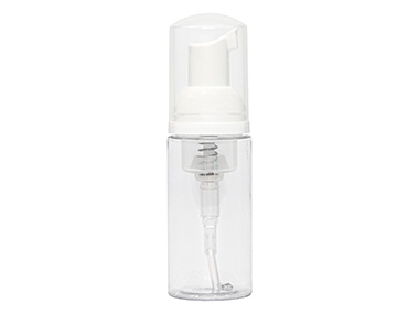 50 mL, 30mm Finish, Clear/White, Sets, Bottles/Pumps, Pet, Foamer Style Cylinder Round